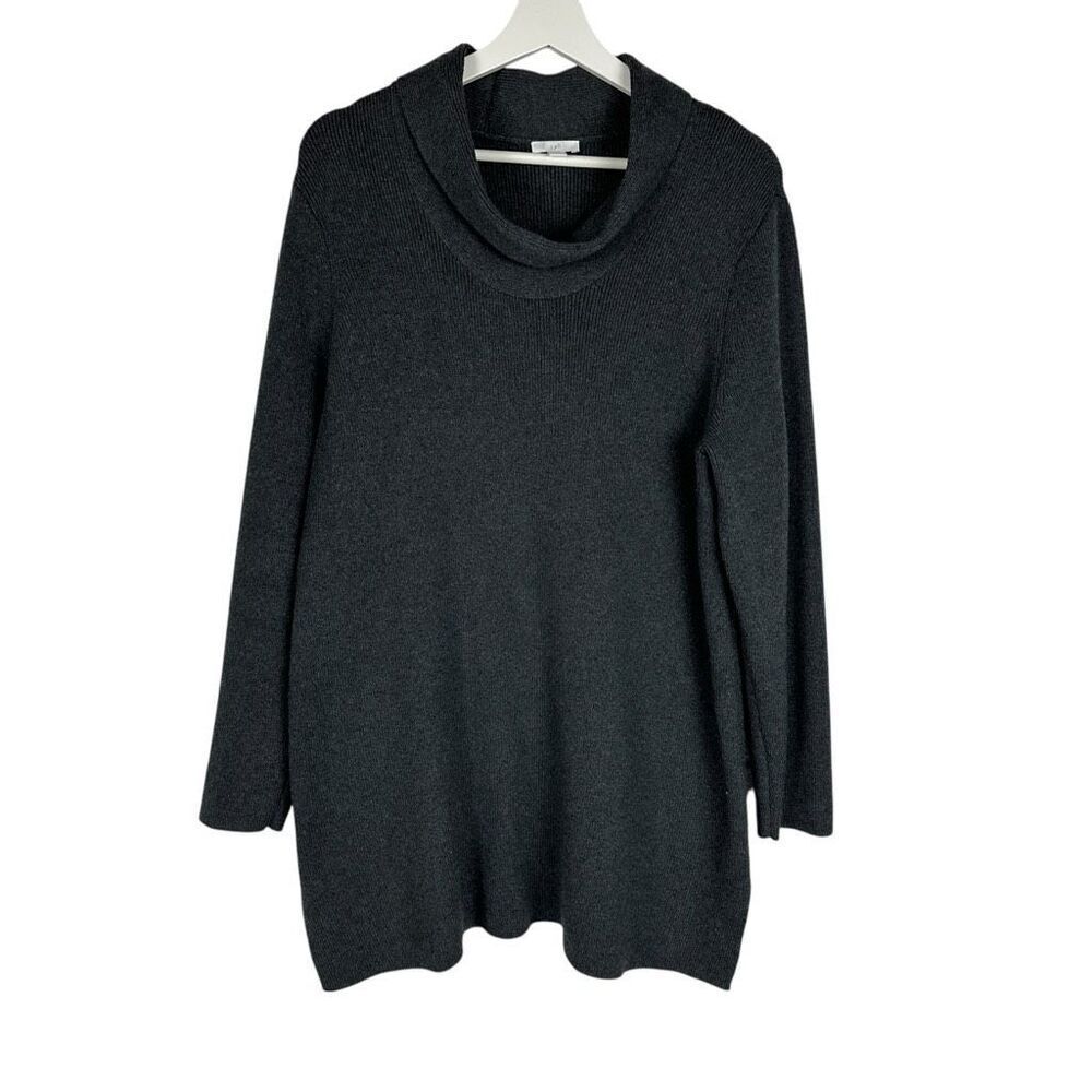 J Jill Womens Large Cowl Neck Sweater Dress Tunic Side Slits
